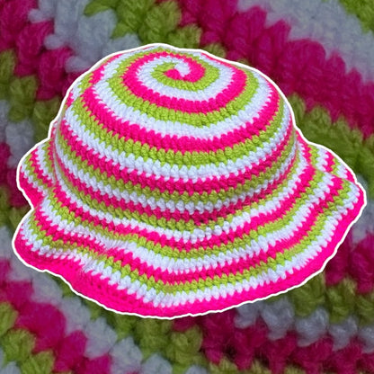 Swirly Bucket Hat - Strawberry Kiwi