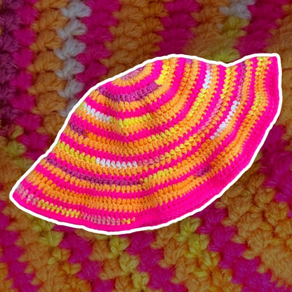 Swirly Bucket Hat - Raspberry Orange Lemon